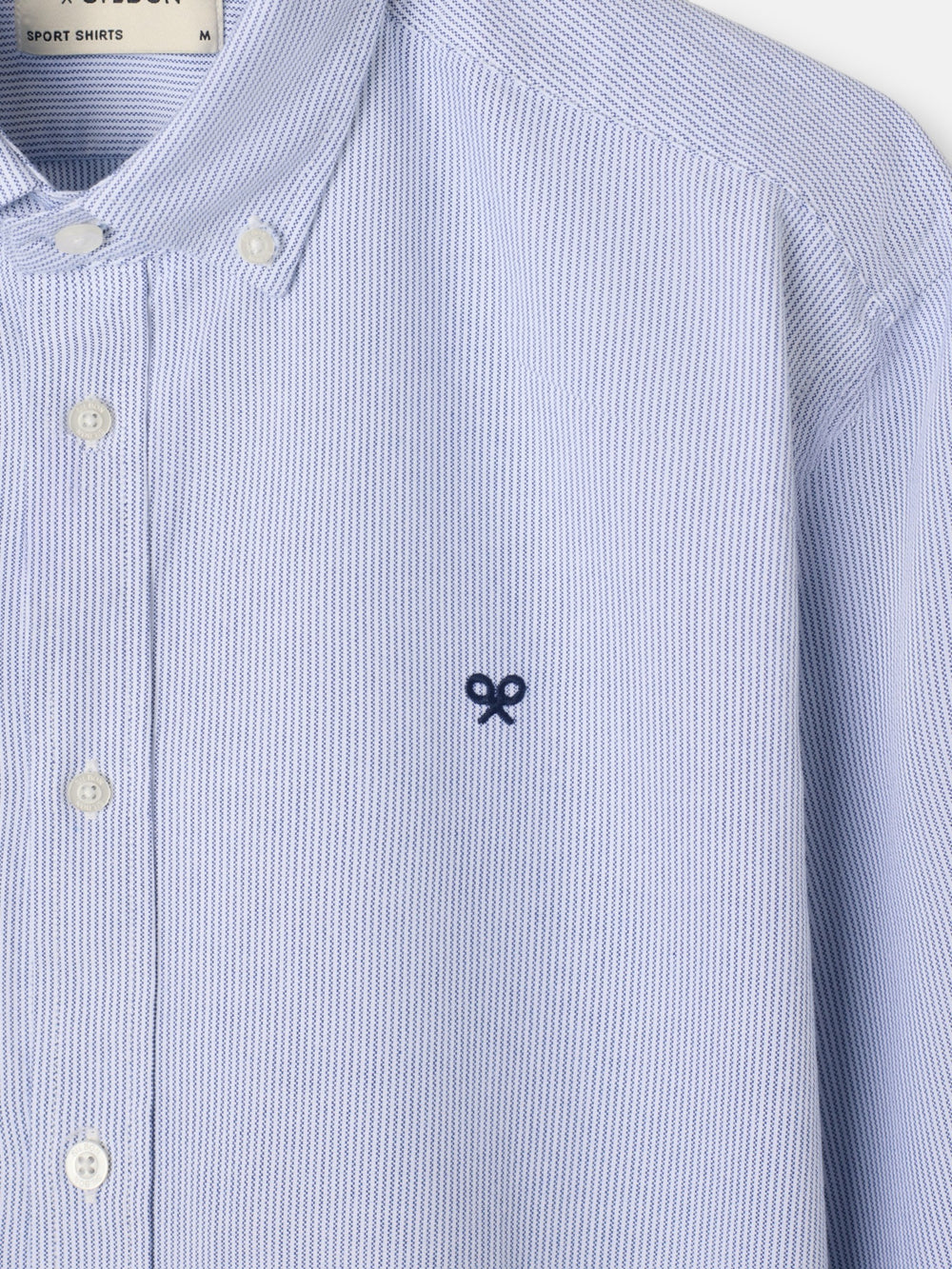Chemise sport oxford à fines rayures bleu marine