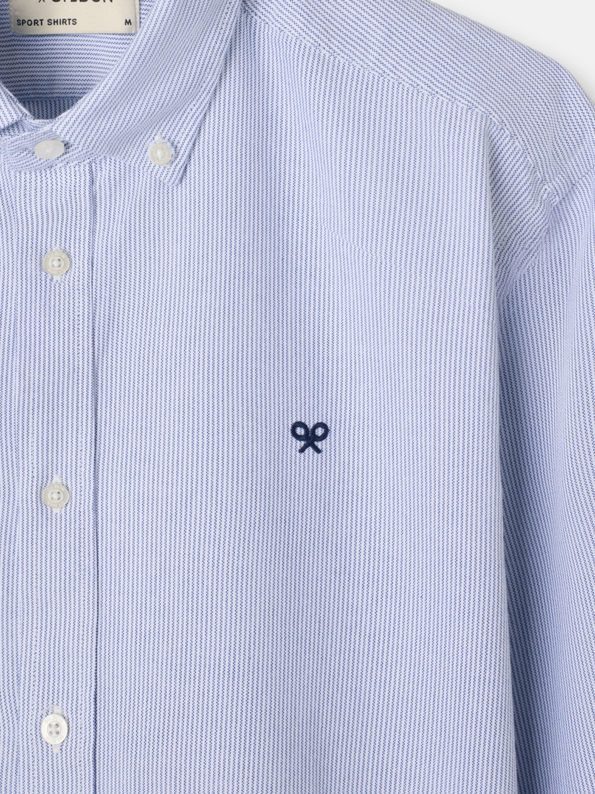 Chemise sport oxford à fines rayures bleu marine