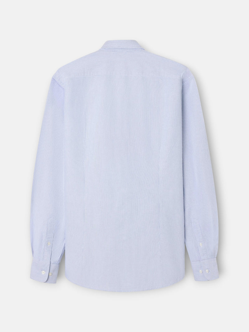 Chemise sport oxford à fines rayures bleu marine