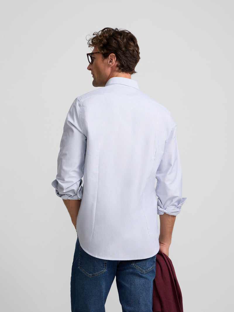 Chemise sport oxford à fines rayures bleu marine