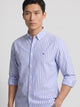Camisa sport oxford risca bicolor azul marinho celeste