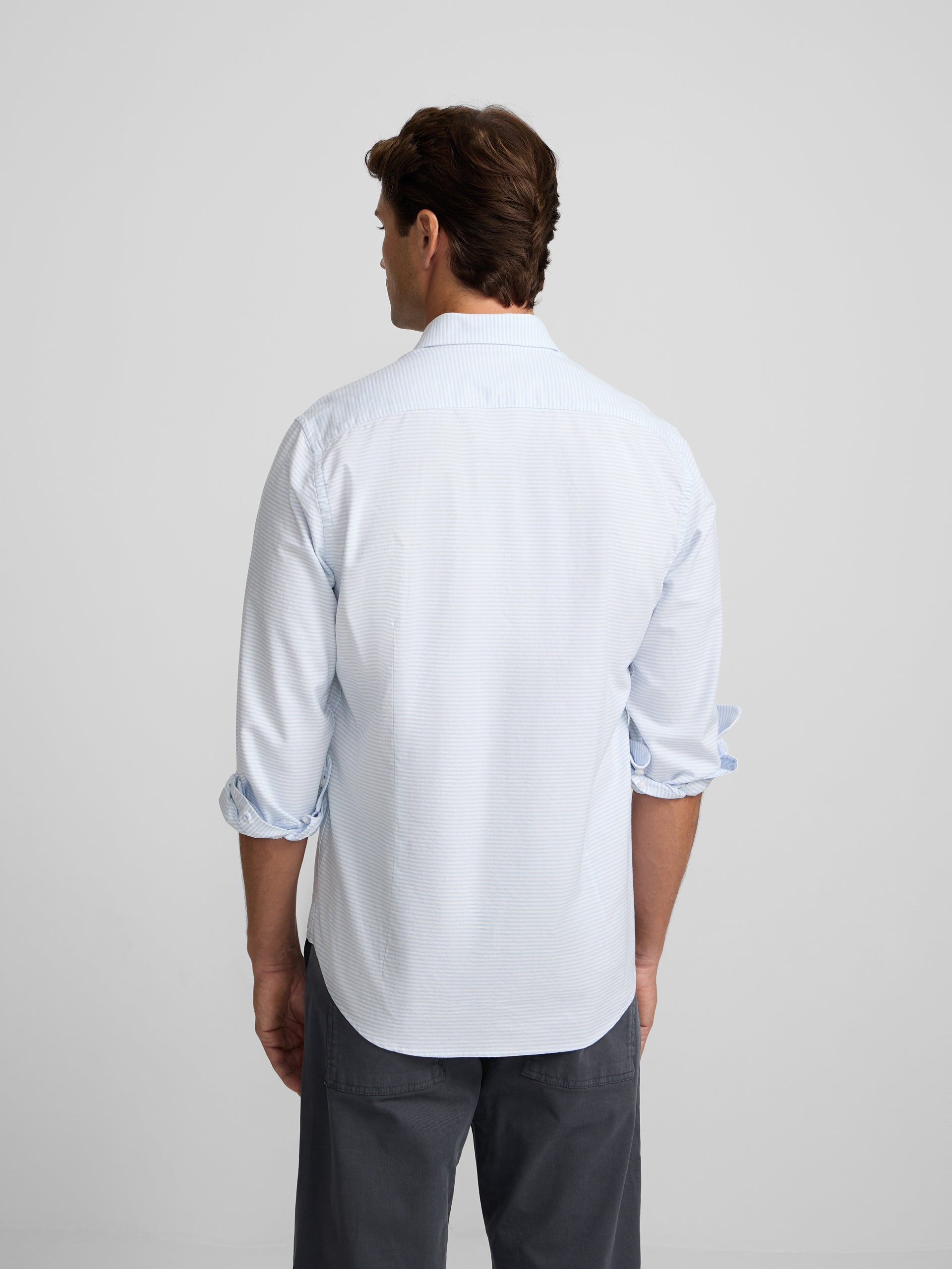Chemise sport oxford à rayures horizontales bleu ciel