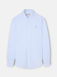 Camisa sport oxford riscas horizontais azul-claro