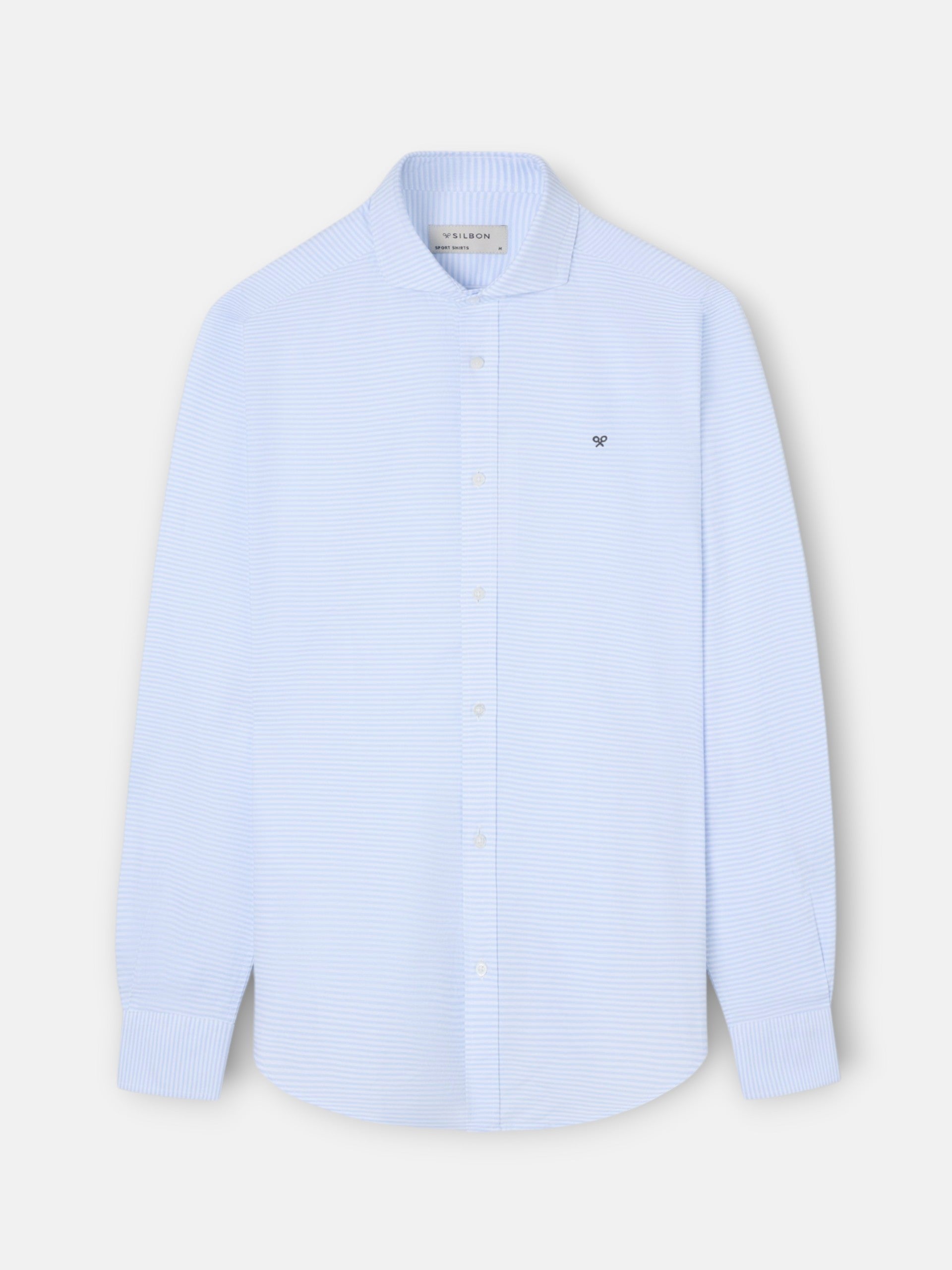 Chemise sport oxford à rayures horizontales bleu ciel