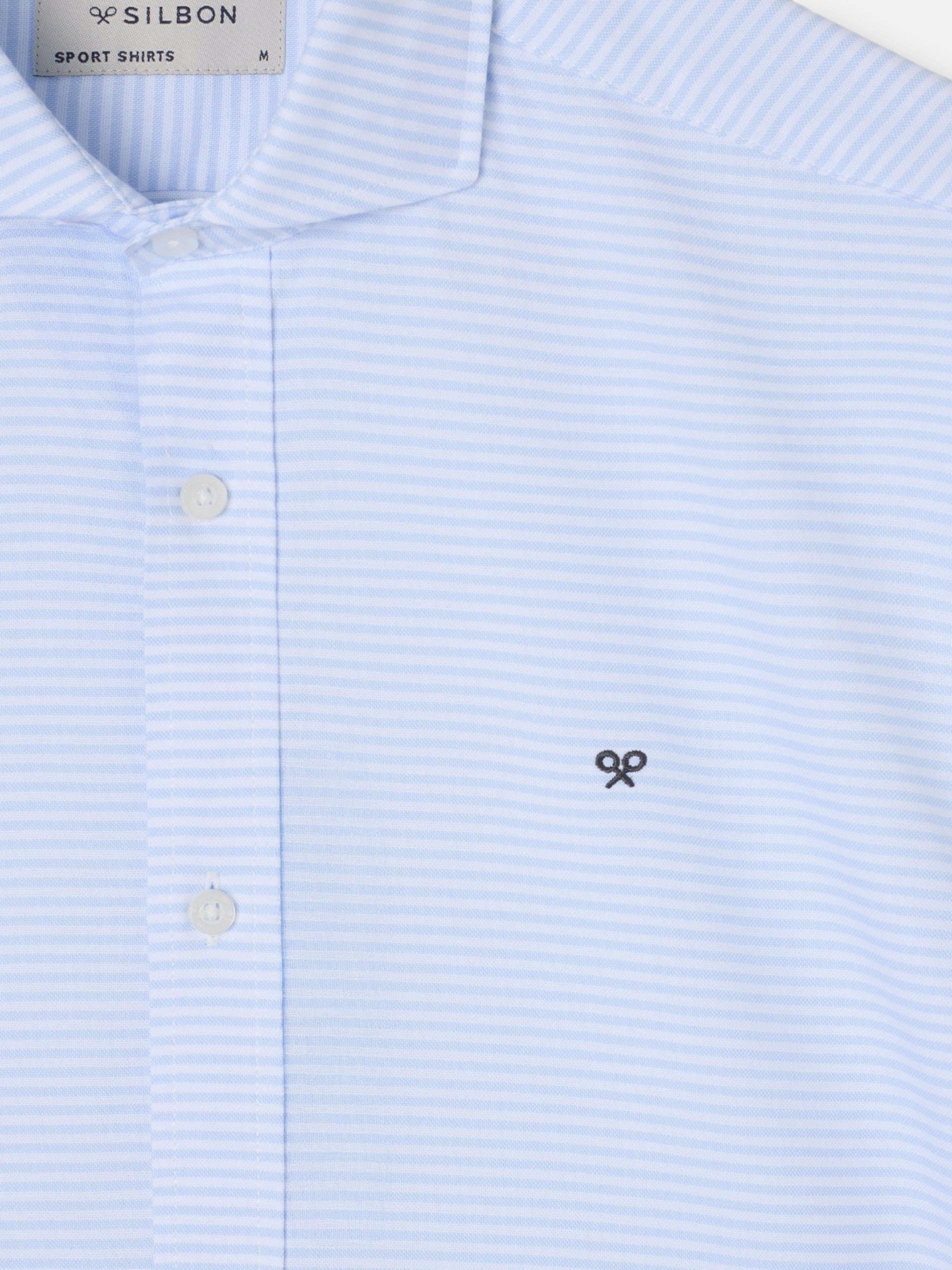 Chemise sport oxford à rayures horizontales bleu ciel