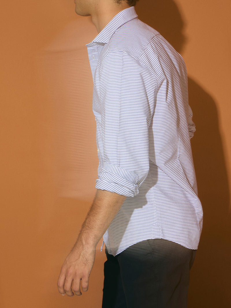 Camisa sport oxford rayas horizontales marino