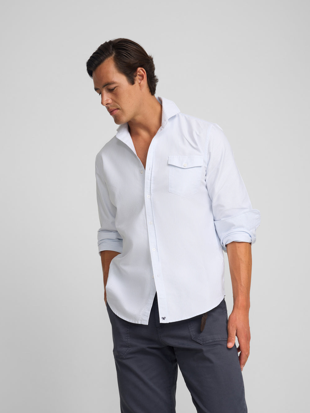 Camisa sport cruise bolsillo rayas azules