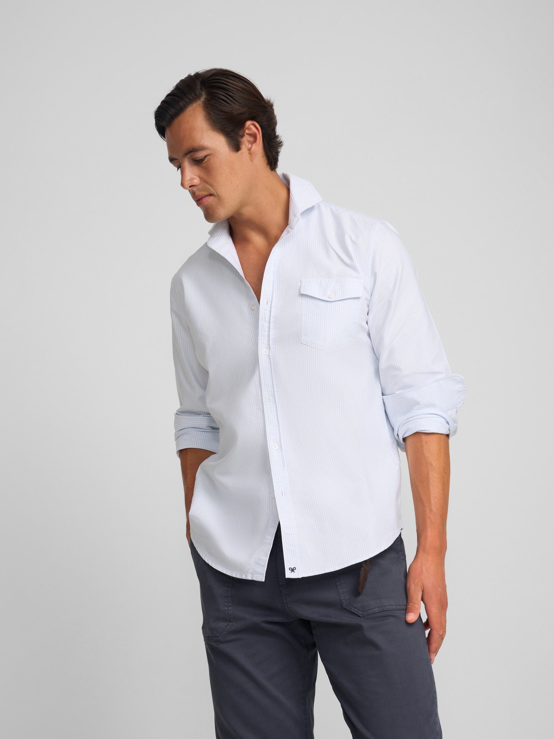 Camisa sport cruise bolsillo rayas azules