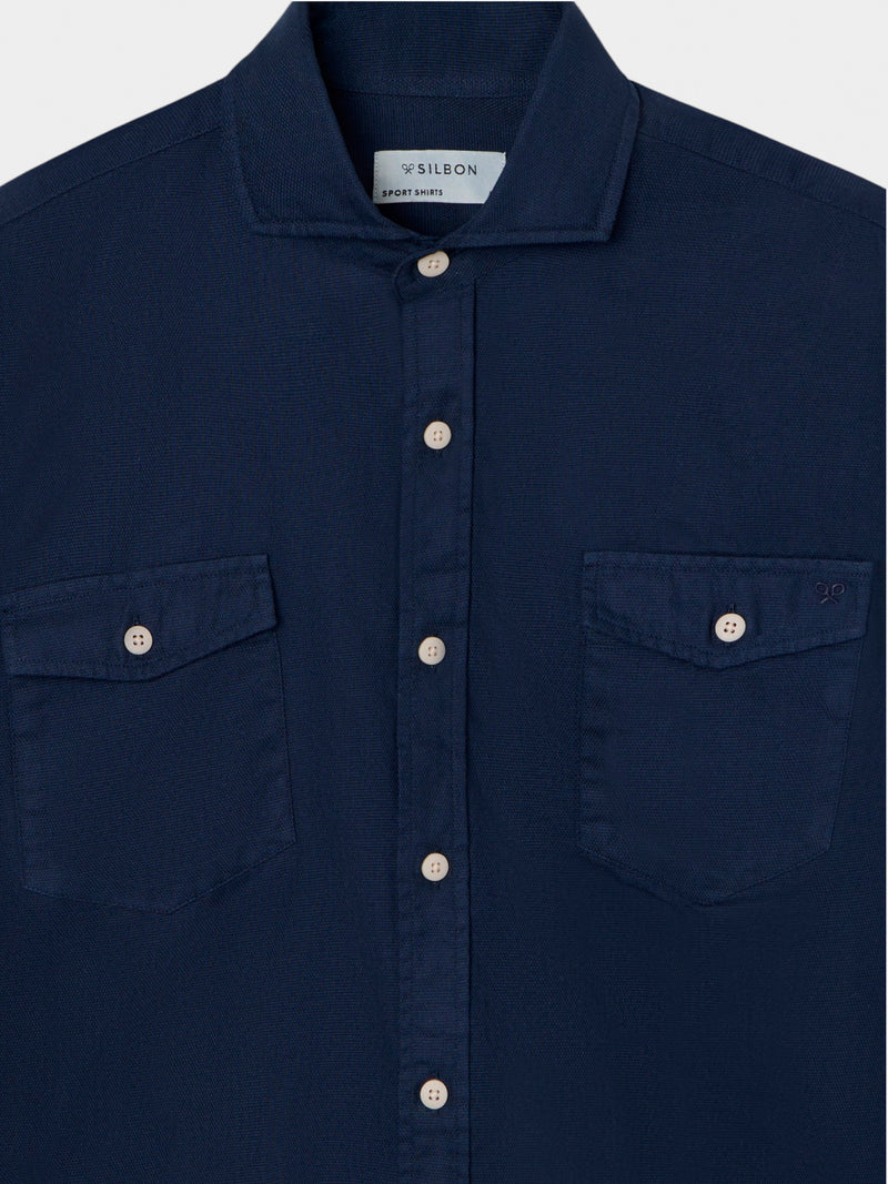 Navy blue cruise sport shirt with pockets