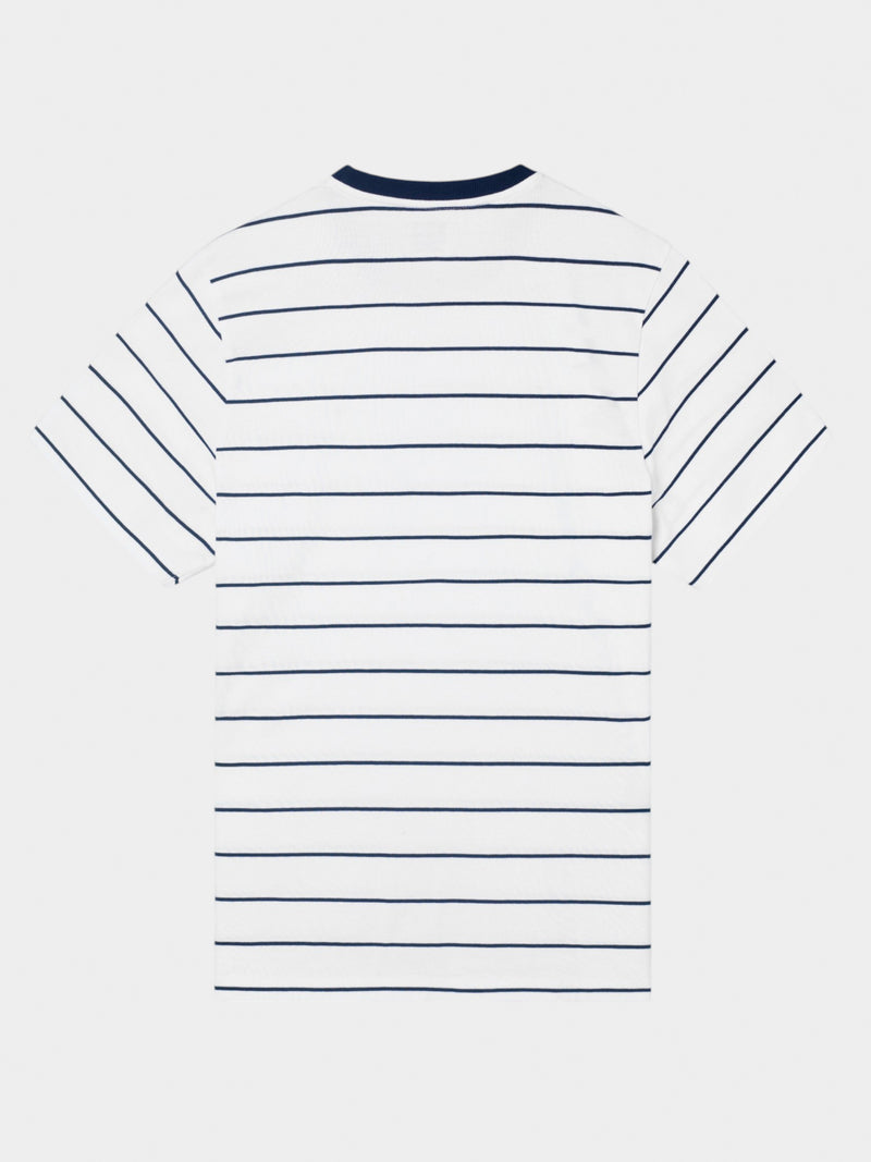 T-shirt cruise à fines rayures bleues