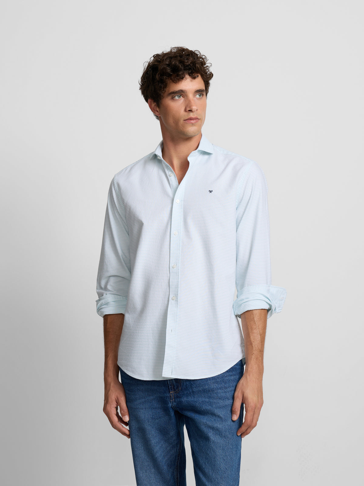Chemise sport oxford à rayures horizontales vertes