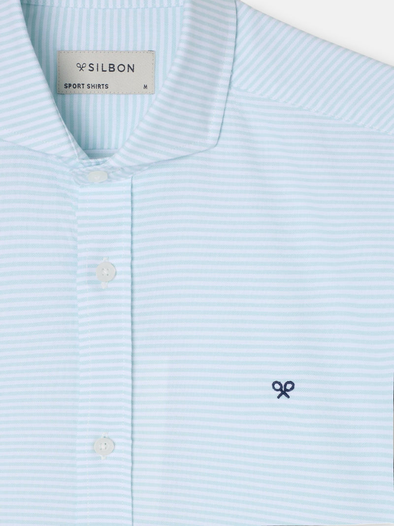 Camisa sport oxford riscas horizontais verde