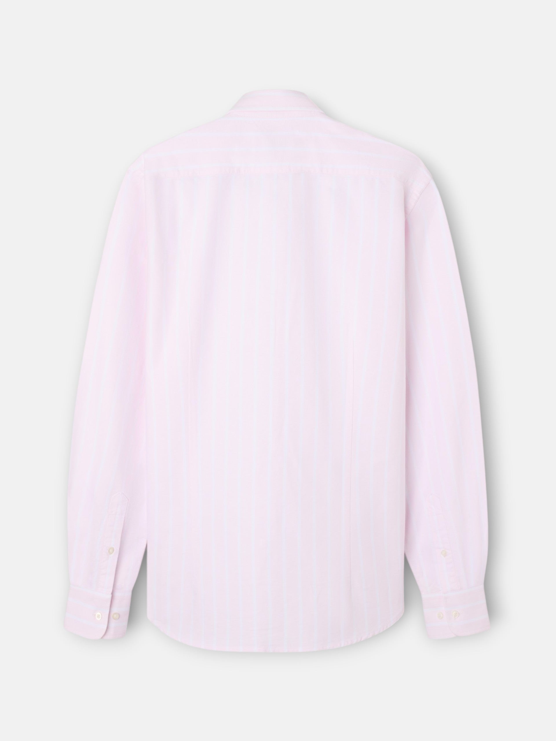 Camisa sport oxford risca larga rosa