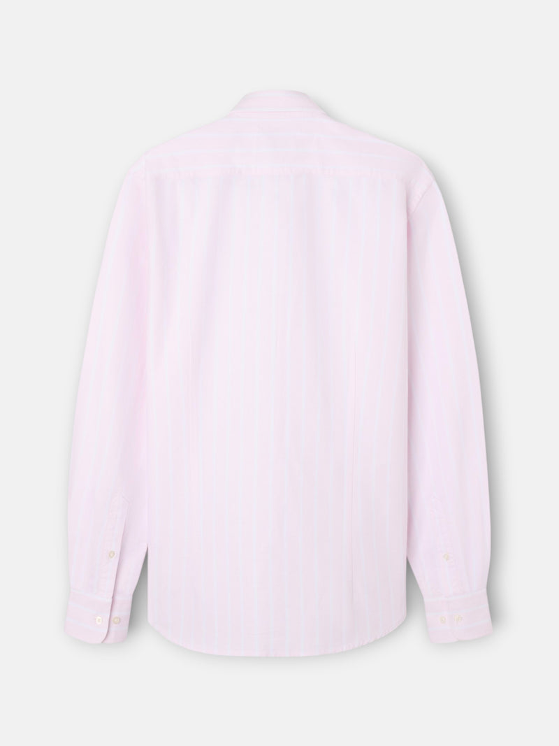 Chemise sport oxford à rayures larges rose