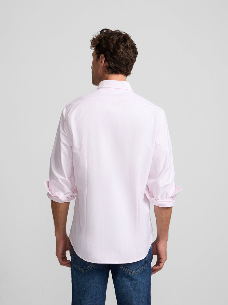 Chemise sport oxford à rayures larges rose