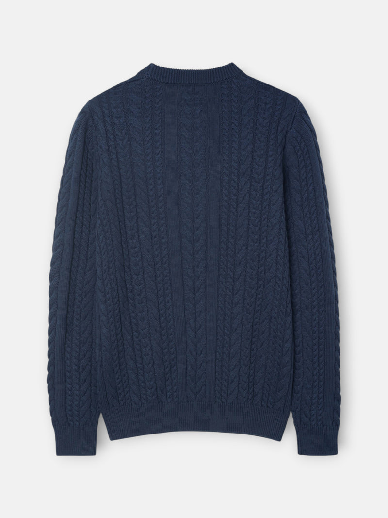 Dark indigo cable knit sweater