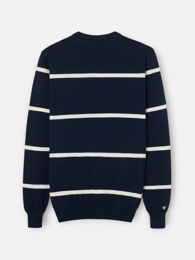 Camisola às riscas azul-marinho