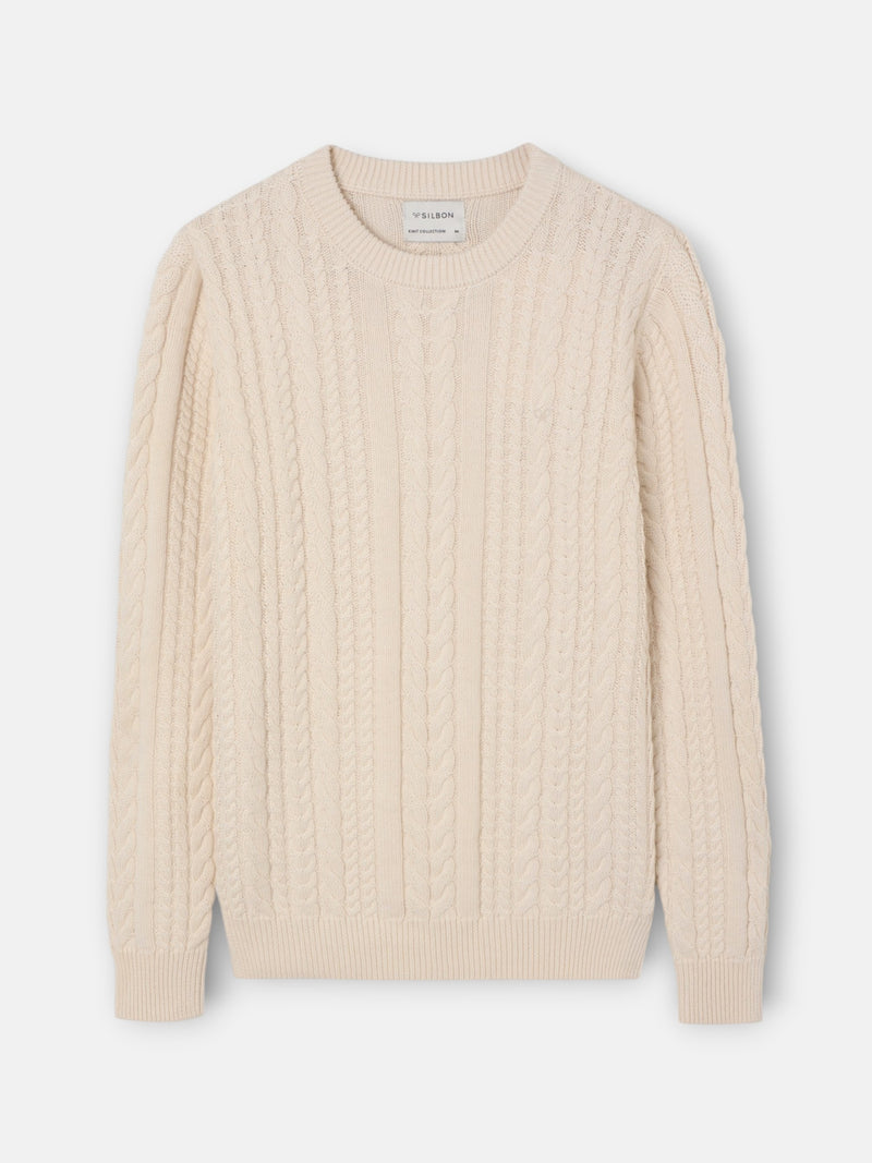 Pull torsadé beige