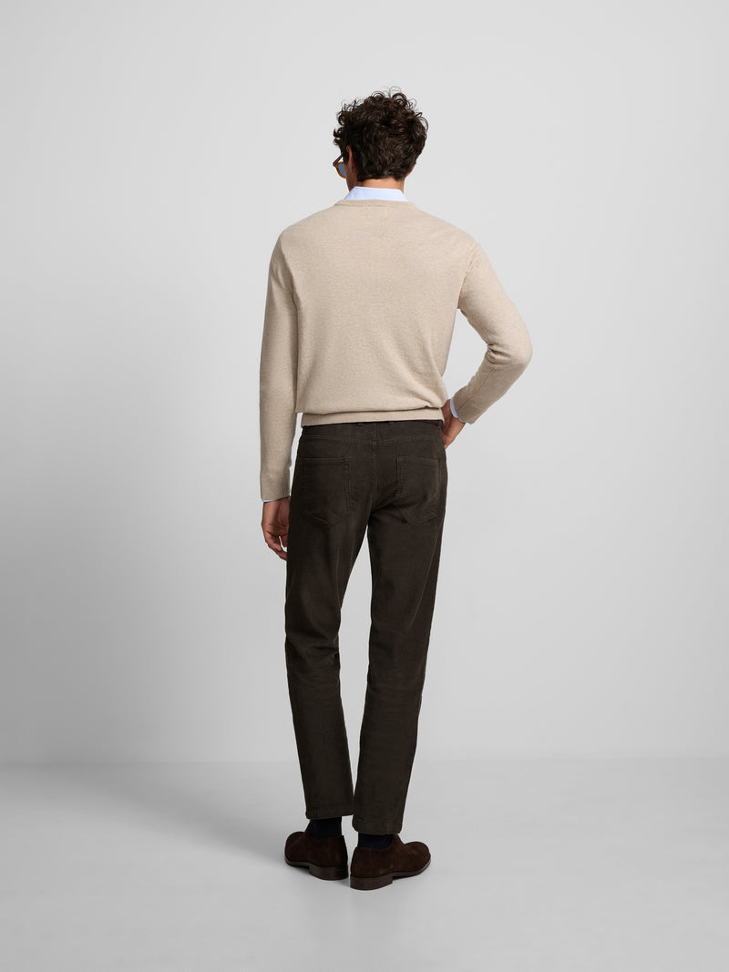 Retro beige V-neck sweater