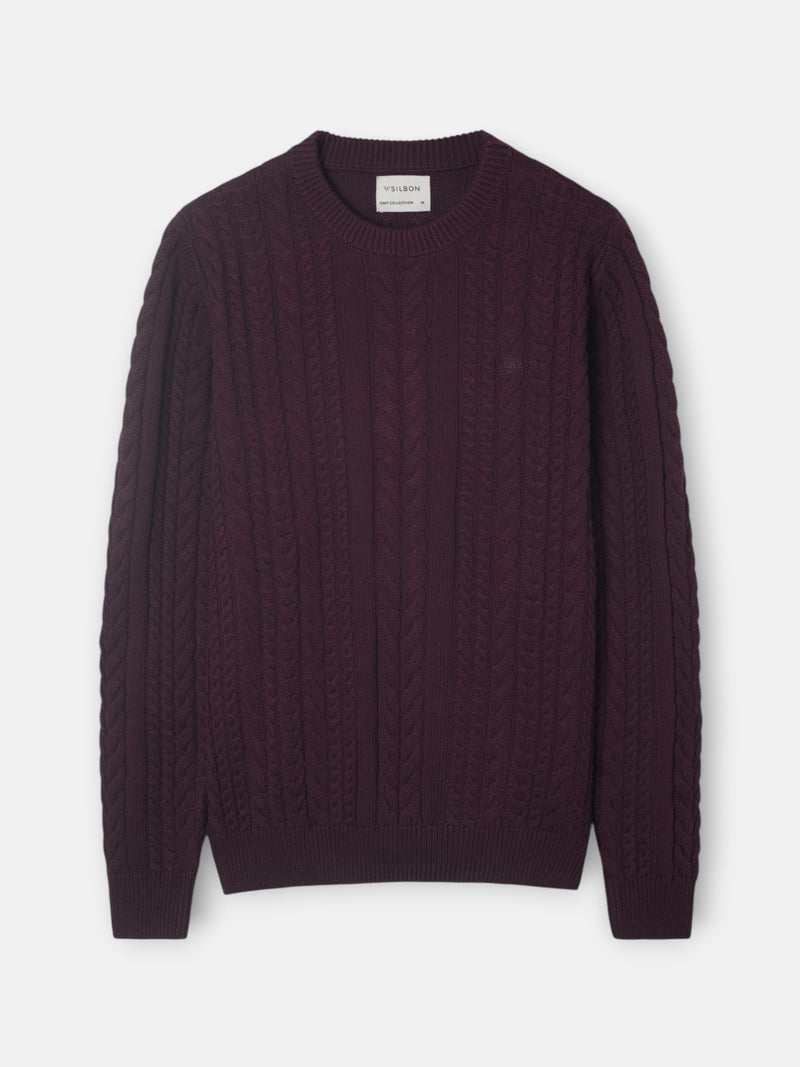 Pull torsadé bordeaux