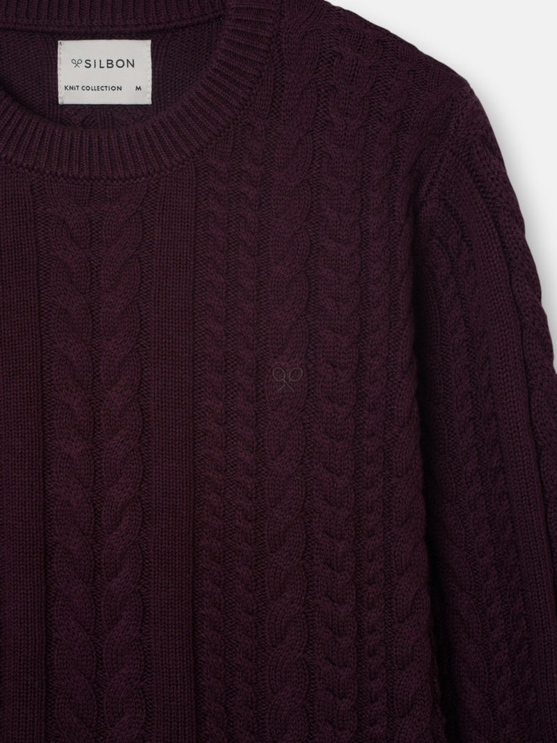 Pull torsadé bordeaux