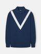 Polo manga larga chevron azul marino