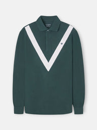 Polo de manga comprida chevron verde escuro