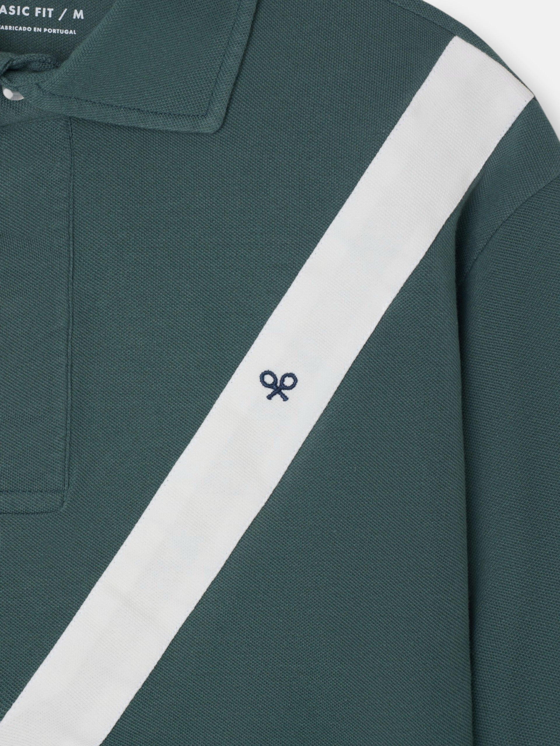 Polo manga larga chevron verde oscuro