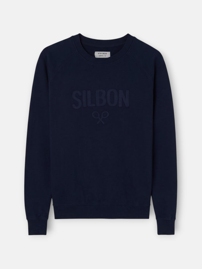 Navy blue raglan sweatshirt with Silbon patch