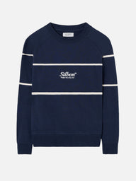 Sudadera special fit ranglan franjas azul marino