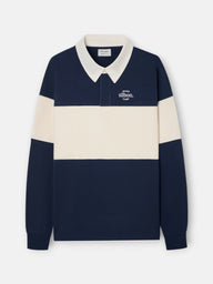 Sweat-shirt coupe décontractée col polo bloc bleu marine