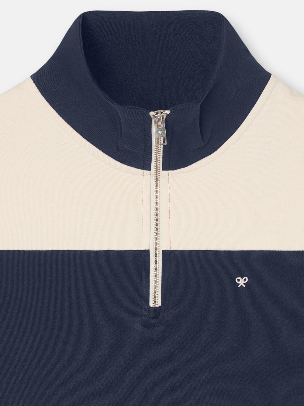 Sudadera media cremallera raya ancha azul marino