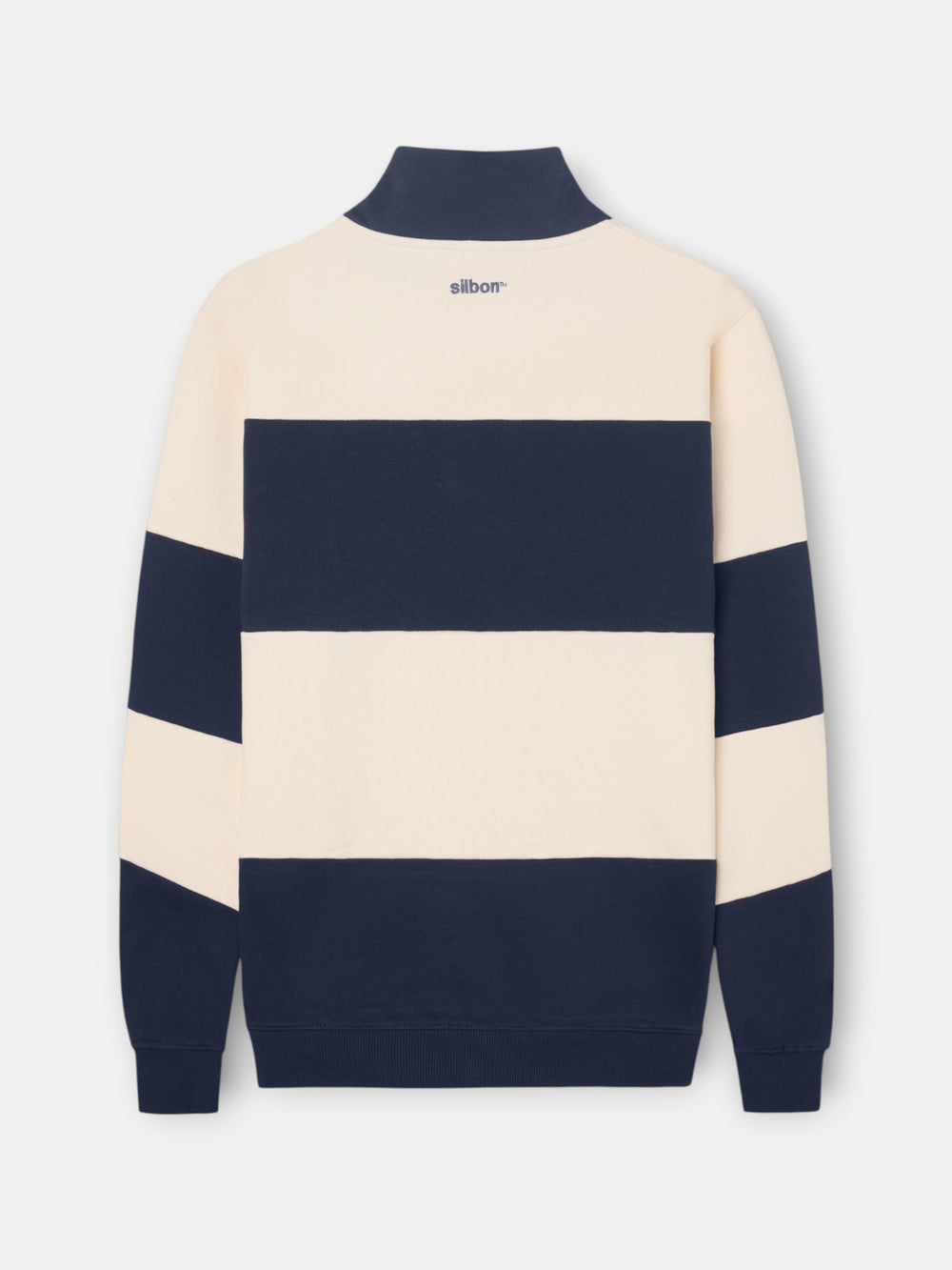 Sudadera media cremallera raya ancha azul marino