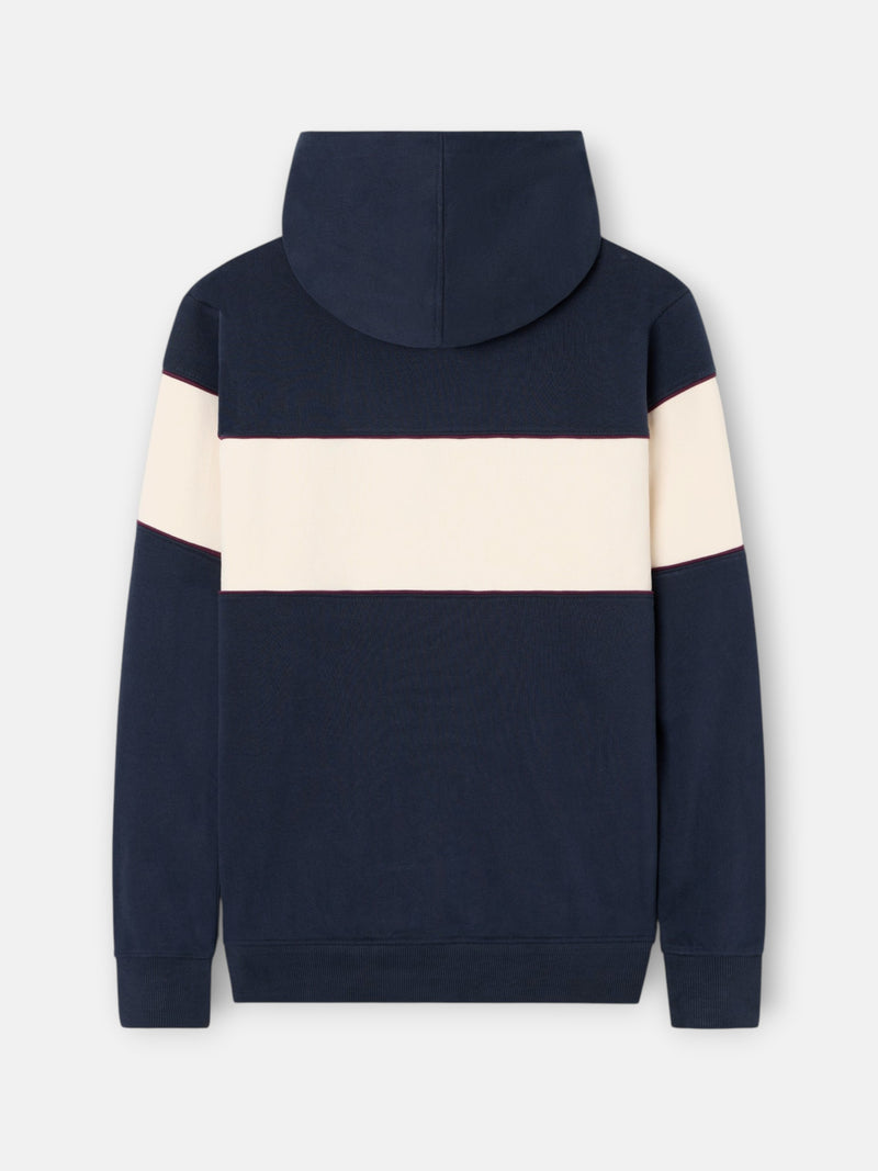 Sudadera capucha bloque snaps azul marino