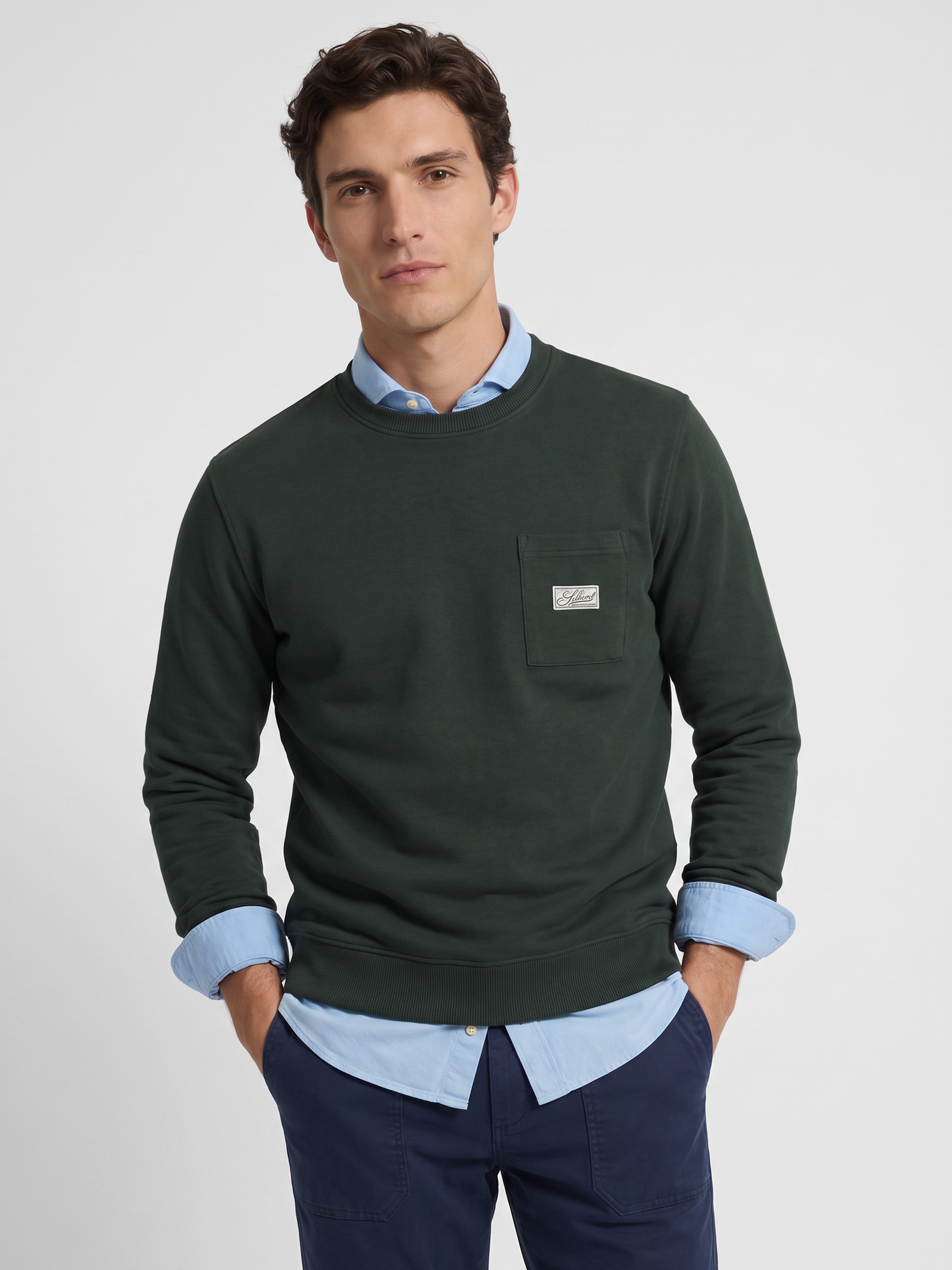 Sweat-shirt avec poche et étiquette kaki