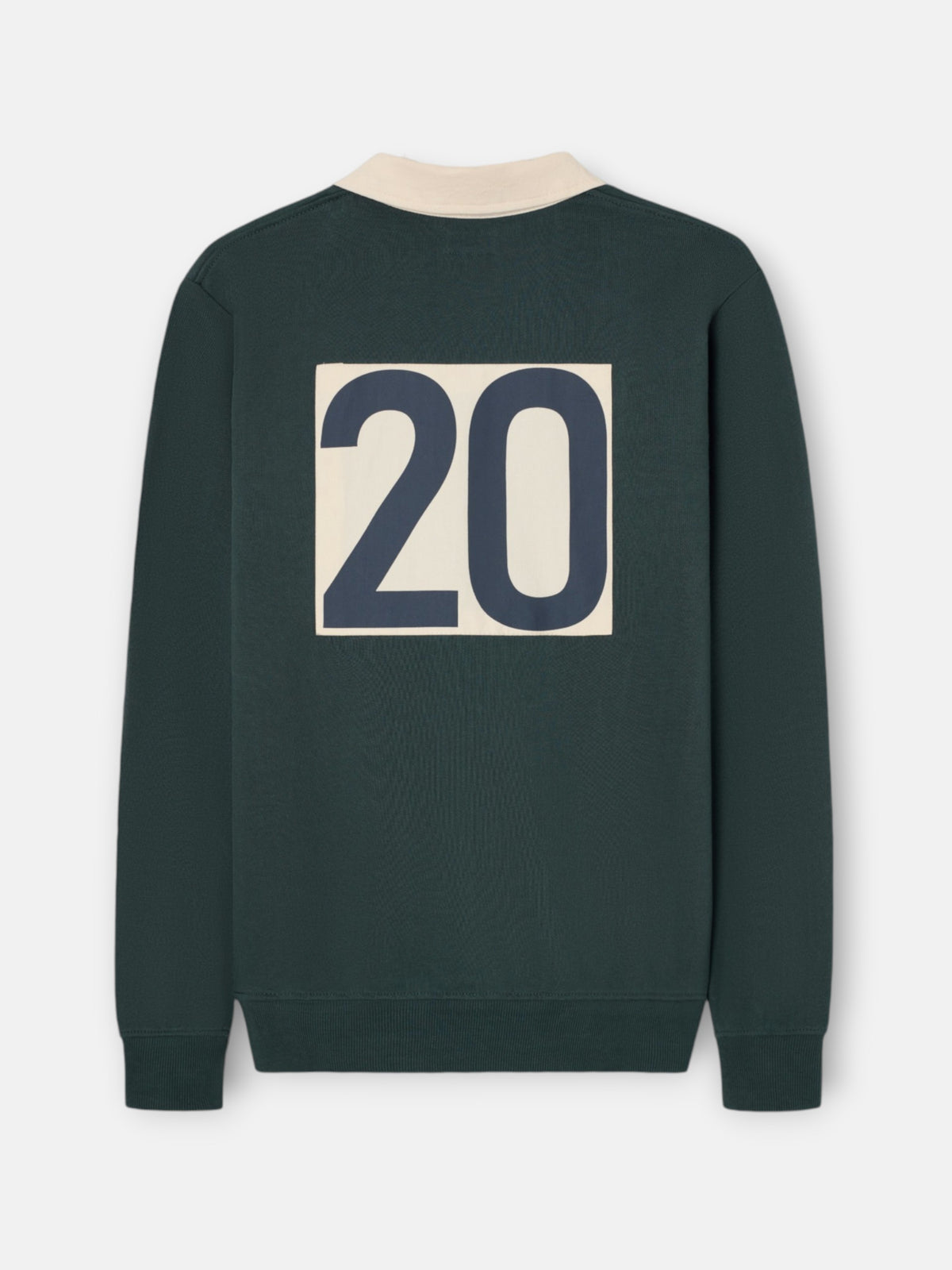 Sweat-shirt col polo patch vert foncé