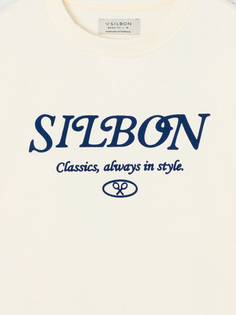 Sudadera bordado classics in style crema