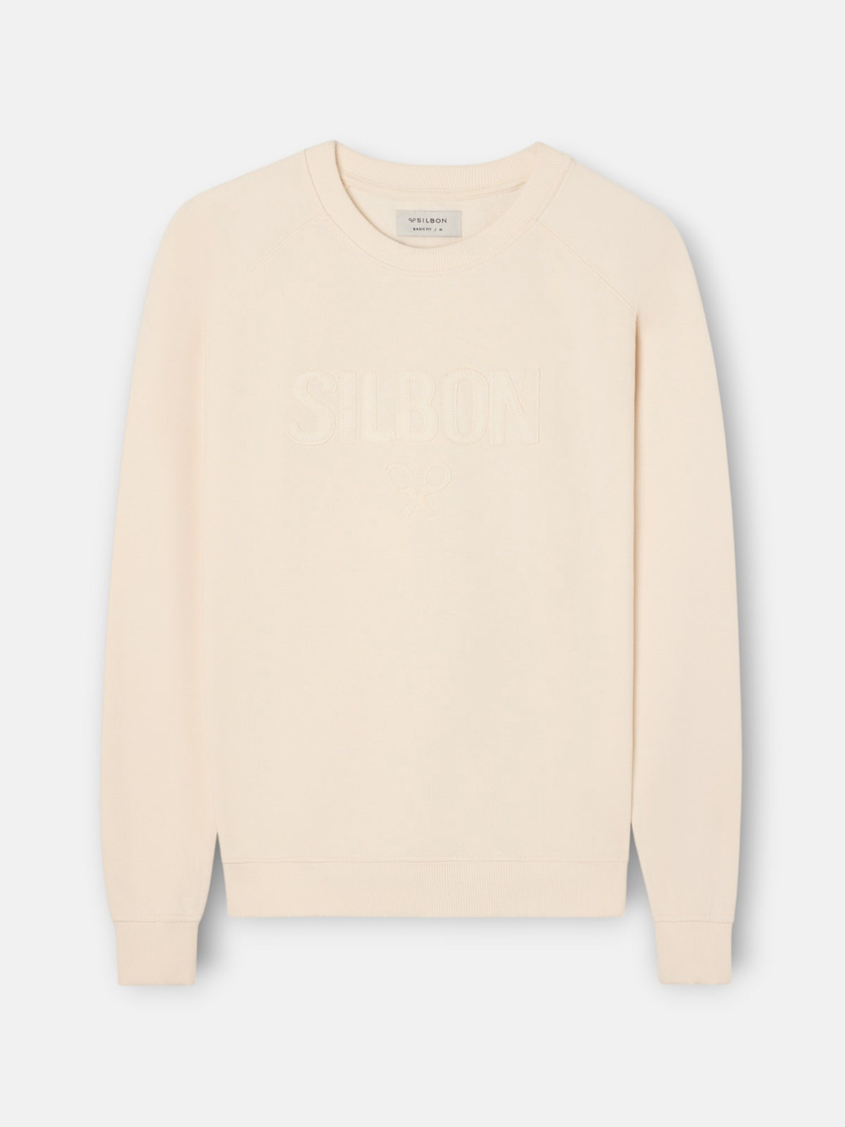 Sweat-shirt raglan patch Silbon crème