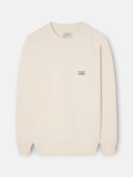Cream sweatshirt with pocket and label