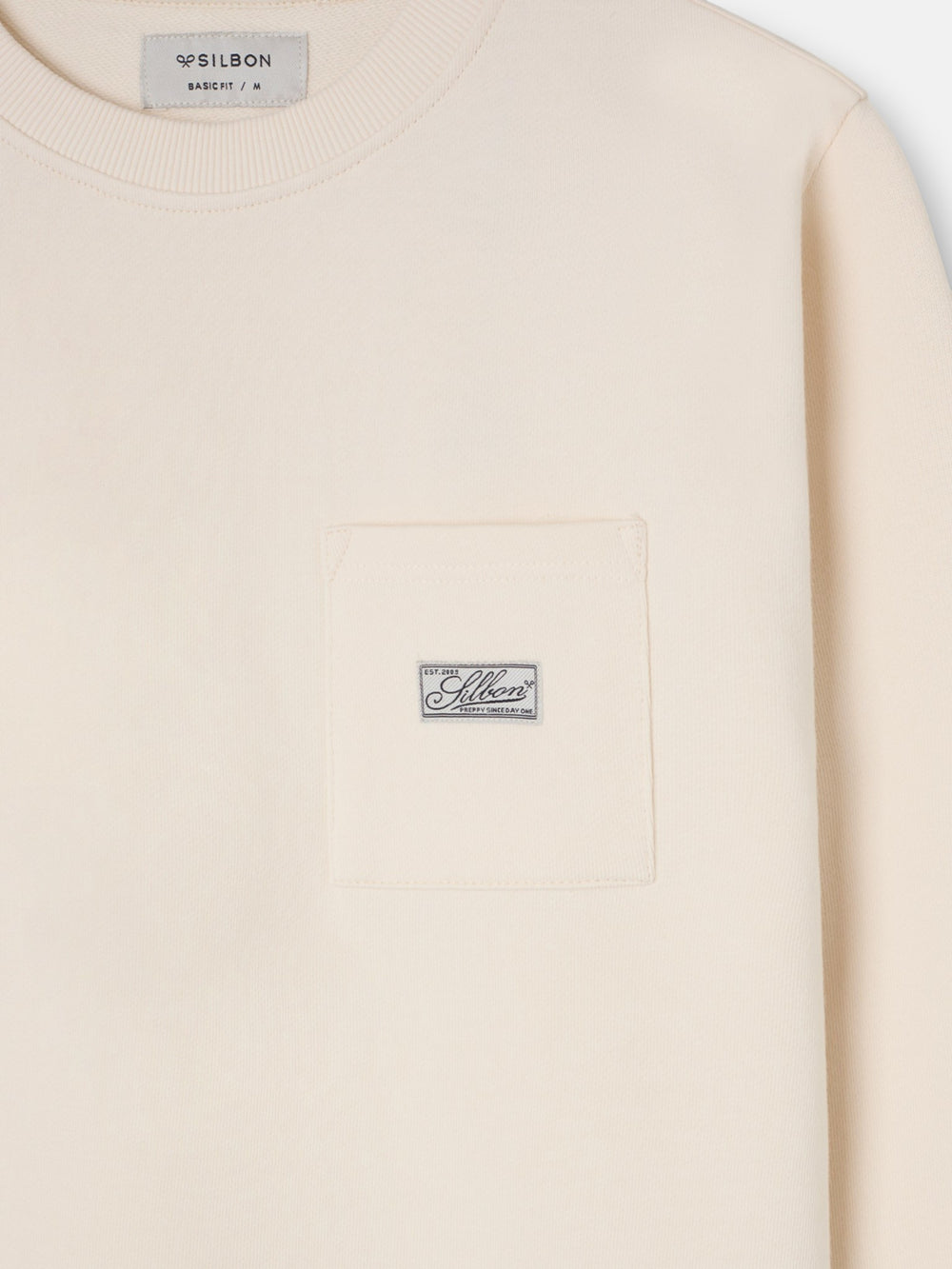 Sudadera bolsillo etiqueta crema