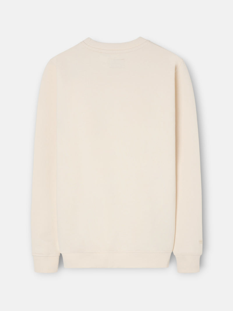 Cream sweatshirt with pocket and label