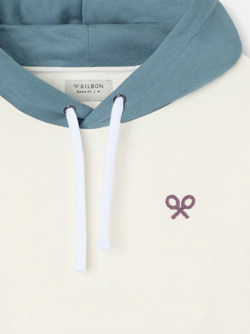 Sudadera capucha multicolor crema