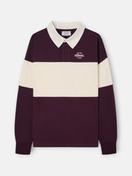 Sweat-shirt coupe décontractée col polo bloc bordeaux