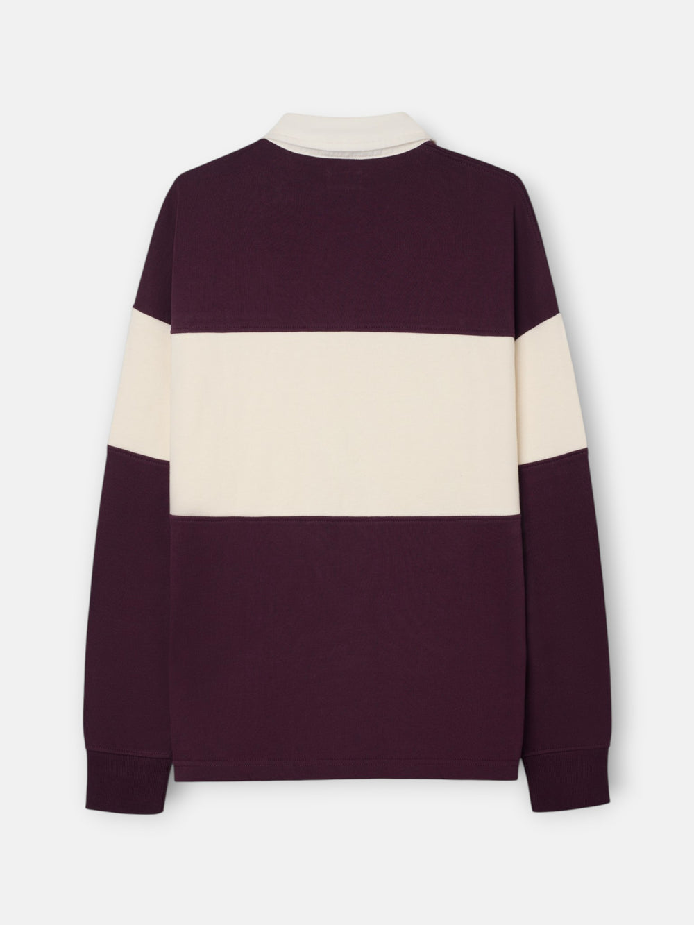Sudadera relaxed fit cuello polo bloque burdeos