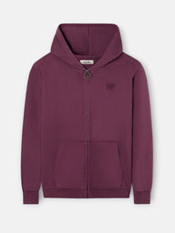 Sweat-shirt à fermeture éclair garment dye bordeaux