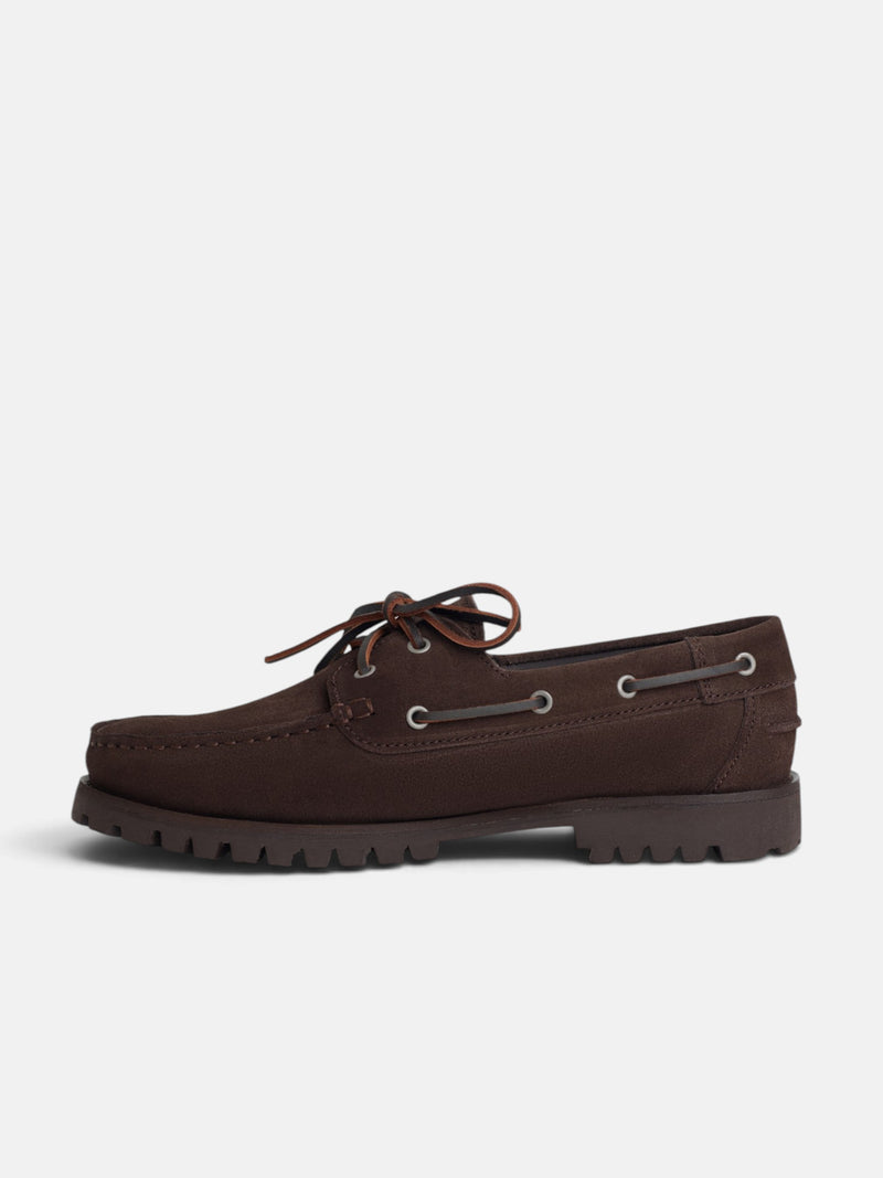 Chaussure bateau en daim marron foncé