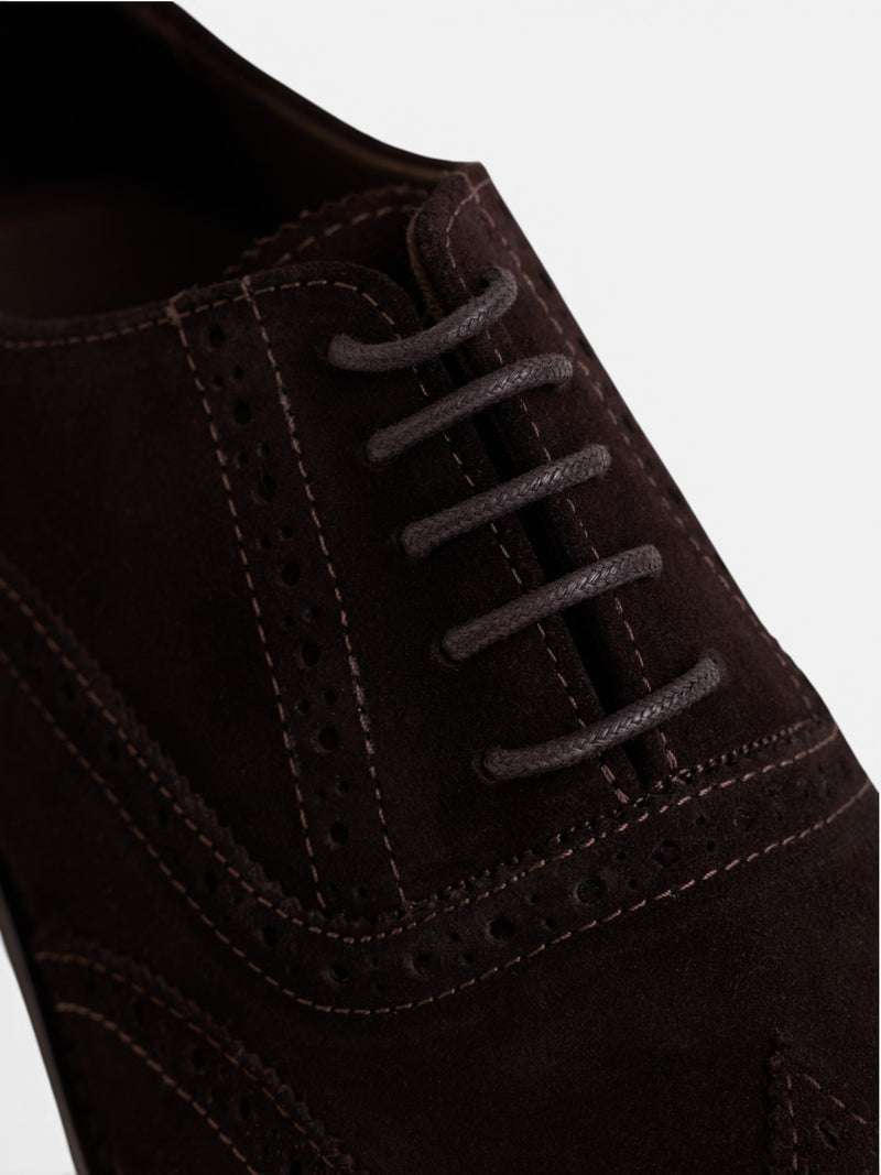 Zapato clasico ante perforado marron