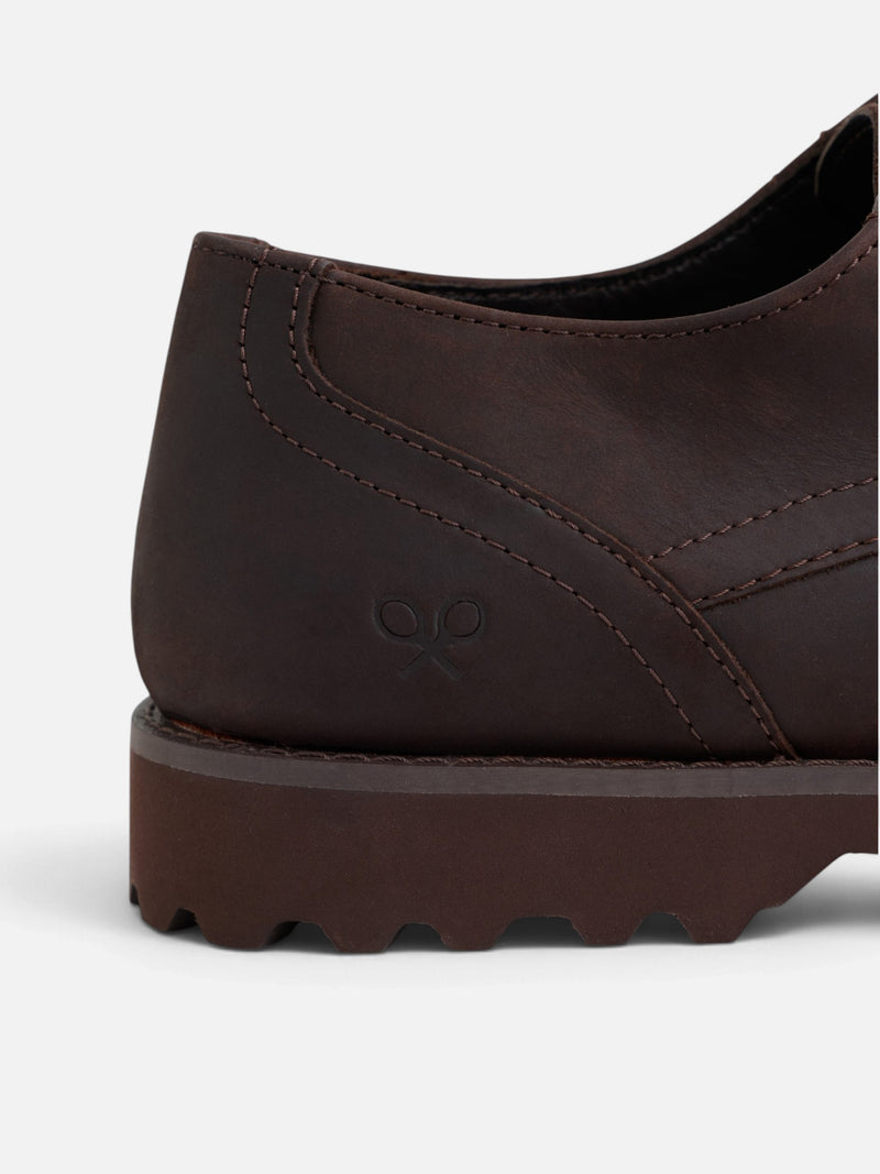Zapato clasico piel perforado marron