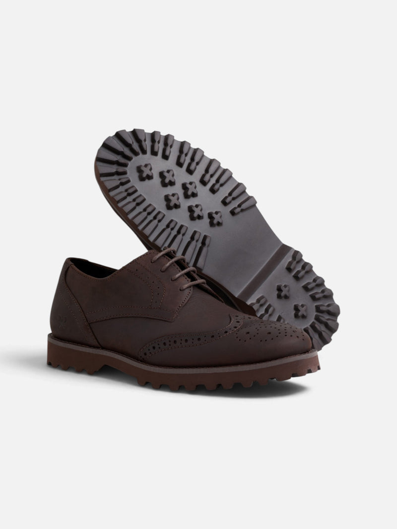 Zapato clasico piel perforado marron