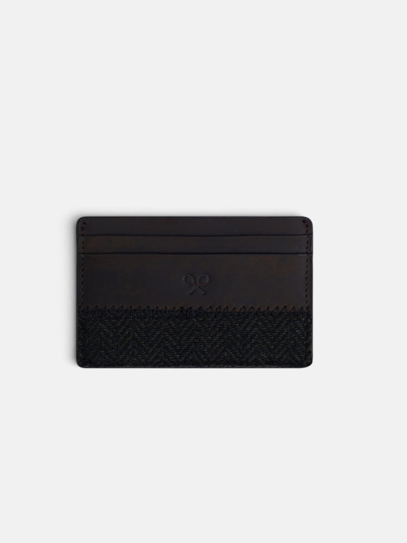 Porte-cartes tissé à chevrons vert
